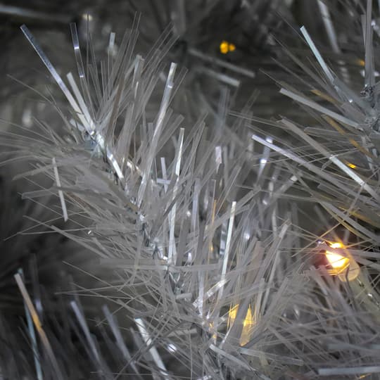 9ft. Pre-lit Artificial Christmas Crystal Pine Hinged Tree, RGB LED Lights